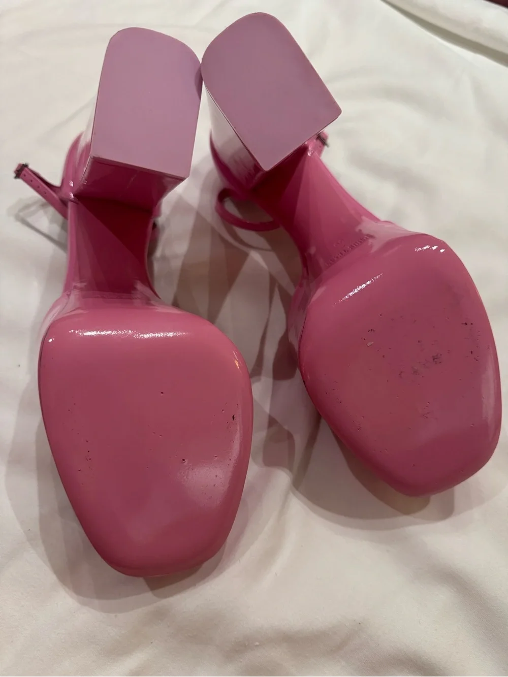 Paris Texas Tatiana Platform Sandals in Flamingo Pink Patent